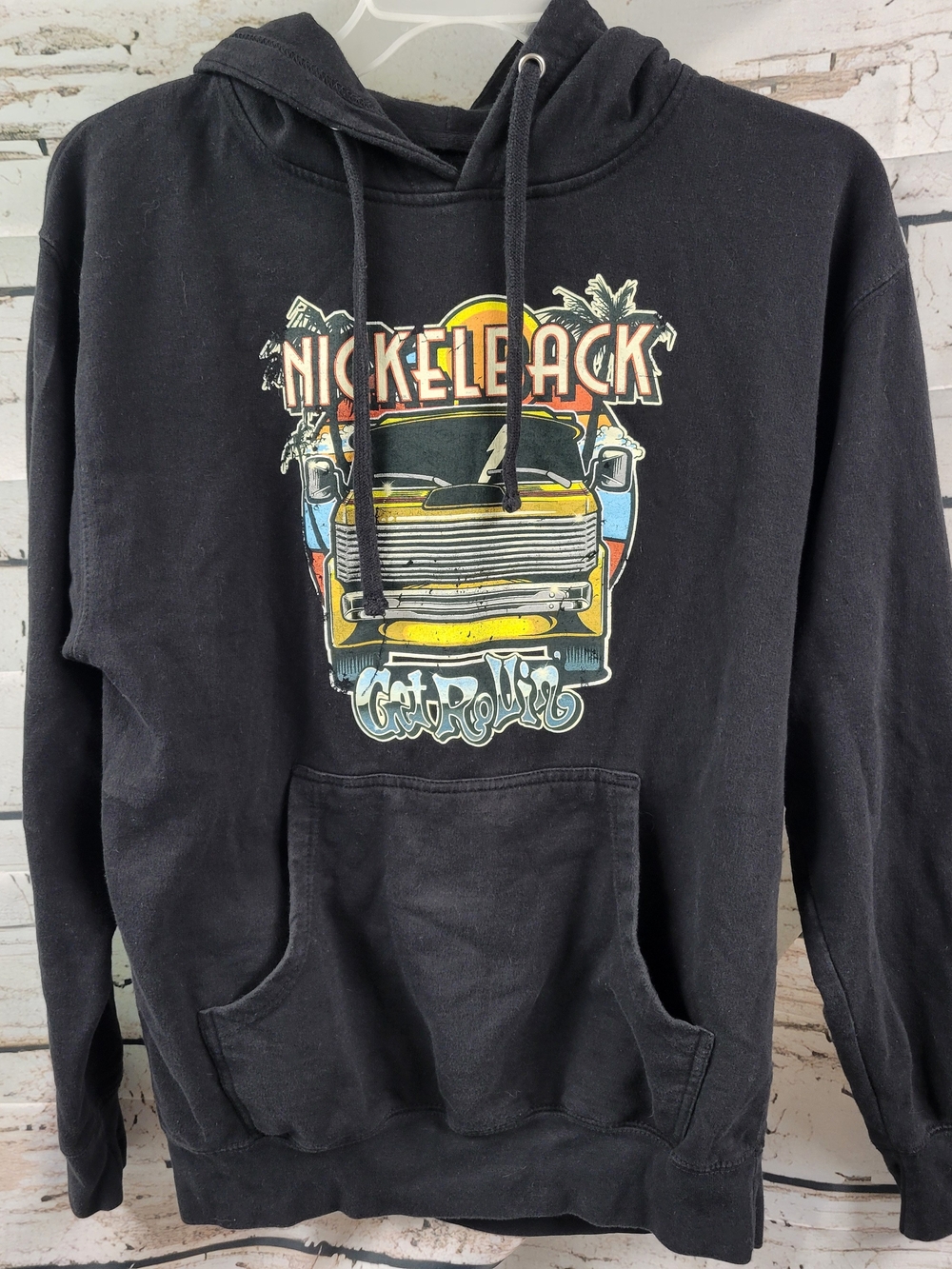 Nickelback Get Rollin North American Tour 2023 Hoodie Black Band Graphic Medium
